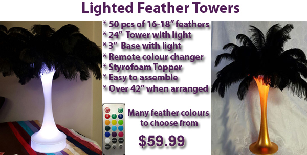 Lighted feather tower rental