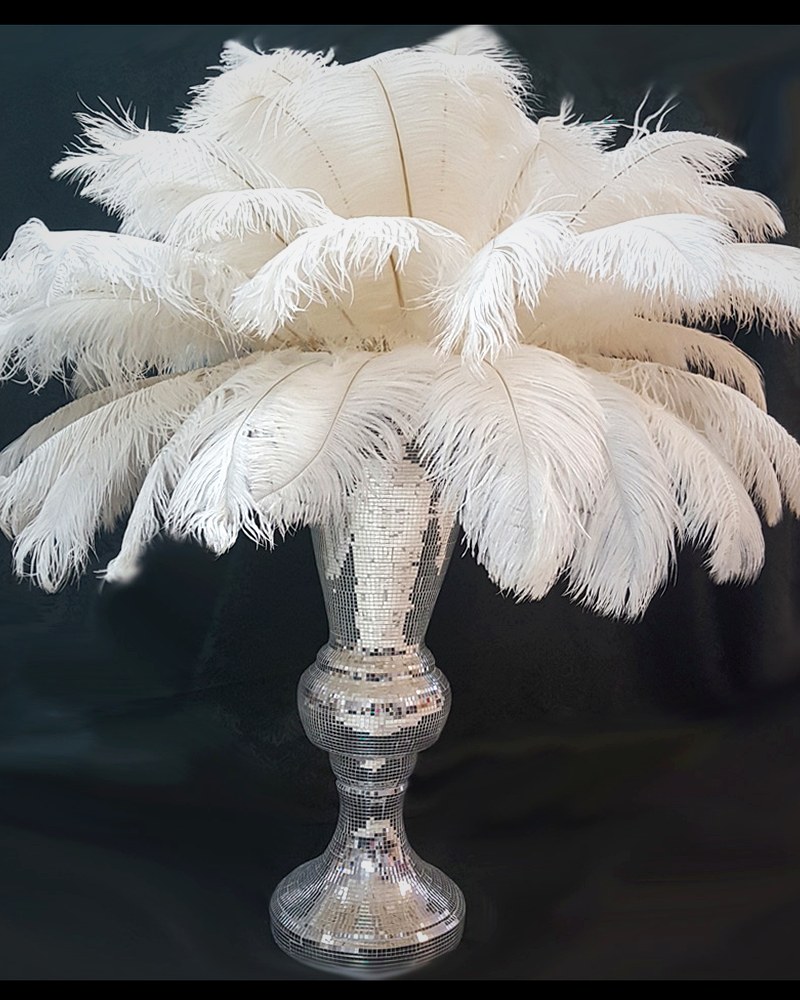 White ostrich feather centrepiece